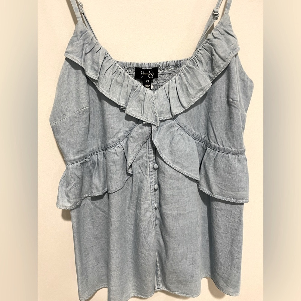 Jessica Simpson Light Blue Ruffle Cami Top - Picture 5 of 10